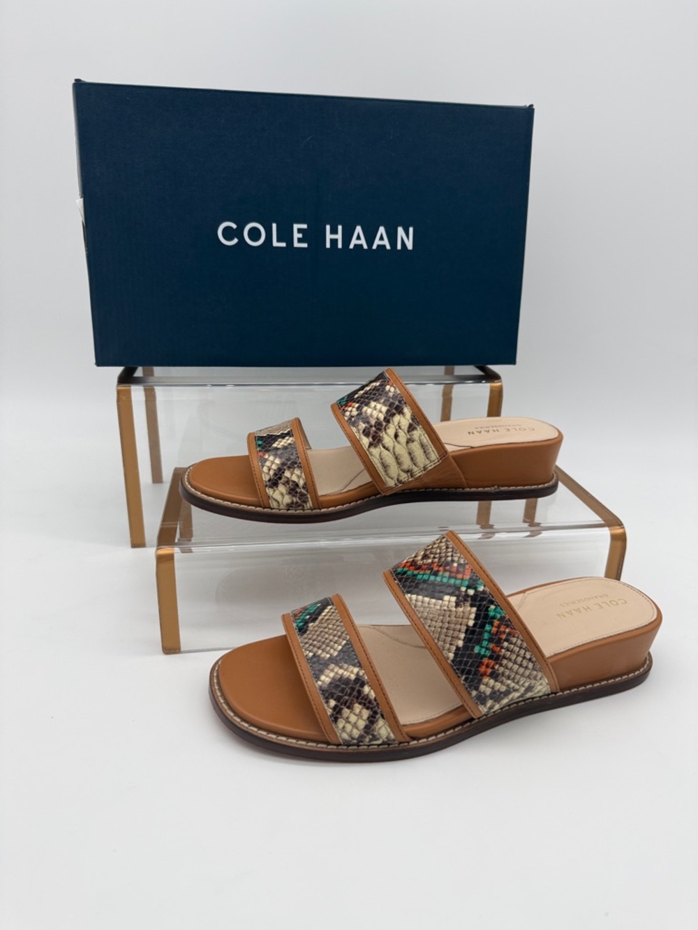 Cole Haan Wesley Demi Snake Print Wedge Tan Multi
